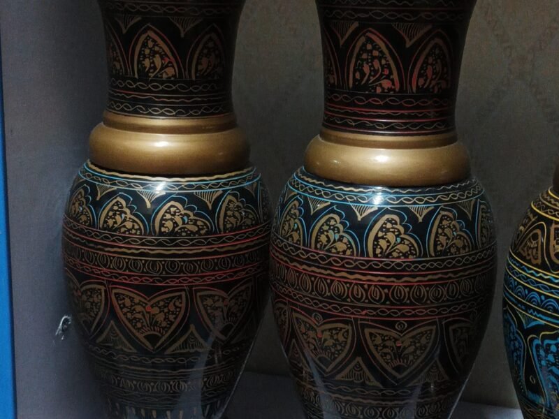 Wooden Vases( Pair ) With Lacquer Art